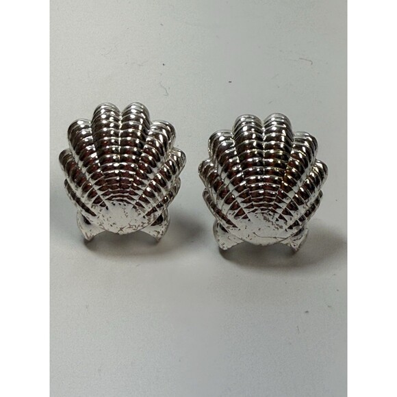 Nina Ricci Silver Time Seashell Clip Stud Earrings 27.04g - Picture 2 of 7